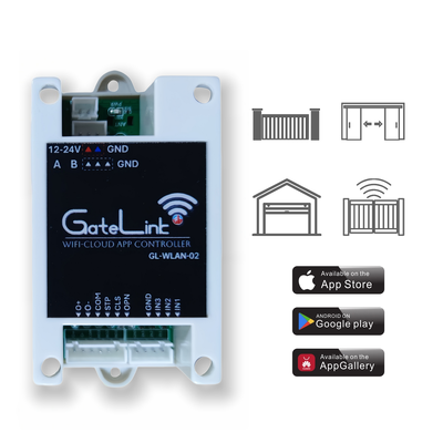Bộ điều khiển cổng thông minh GateLink GL-WLAN-02 WiFi Bluetooth Cloud APP với 4 Relay RS485 cho Cổng nhà, Rào chắn bãi đỗ xe và Cửa công nghiệp